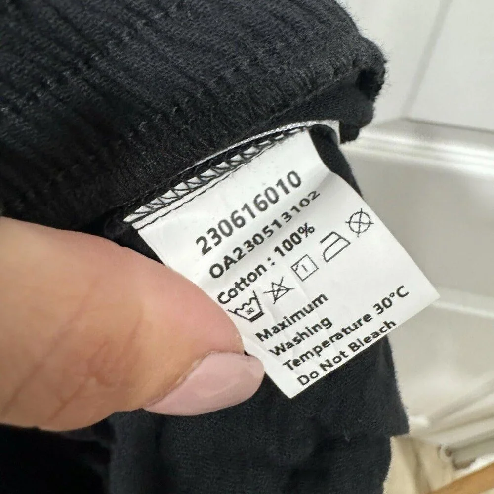 Commense Women's Solid Pull On Straight Leg Pants Black Size Large L 100% Cotton